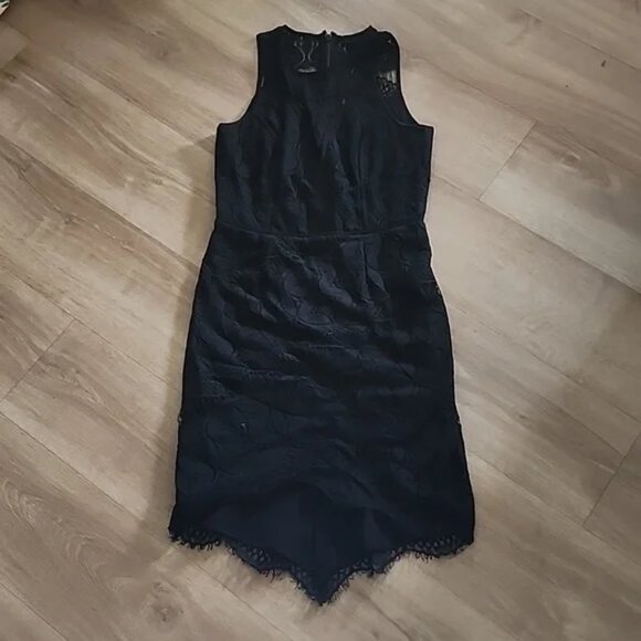 Adelyn RAE Lace, Mesh & Chiffon Sheath black Dress women's size Medium ( 03) - Picture 8 of 9